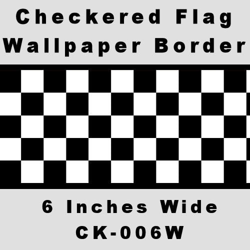 6 Inch Checkered Wallpaper Border - Prepasted - Black Edge