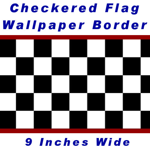 9 Inch Checkered Wallpaper Border - Prepasted - Dark Red Edge