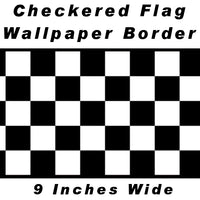 9 Inch Checkered Wallpaper Border - Prepasted - Black Edge