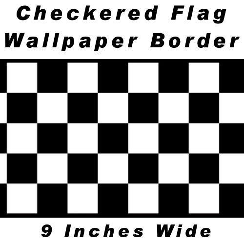 9 Inch Checkered Wallpaper Border - Prepasted - Black Edge