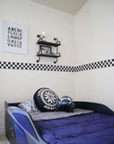 4.5 Inch Checkered Wallpaper Border - Prepasted - Black Edge